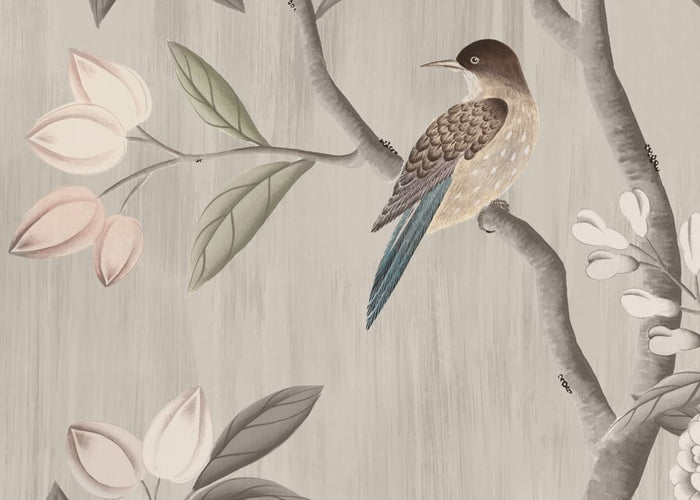 Chinoiserie Chic - Powder Beige - Custom Sized Wallpaper Mural (per m2)