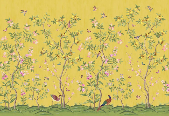 Chinoiserie Chic - Saffron - Custom Sized Wallpaper Mural (per m2)