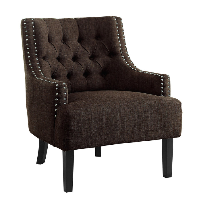 Chocolate Nailhead Accent Chair - Adams Furniture