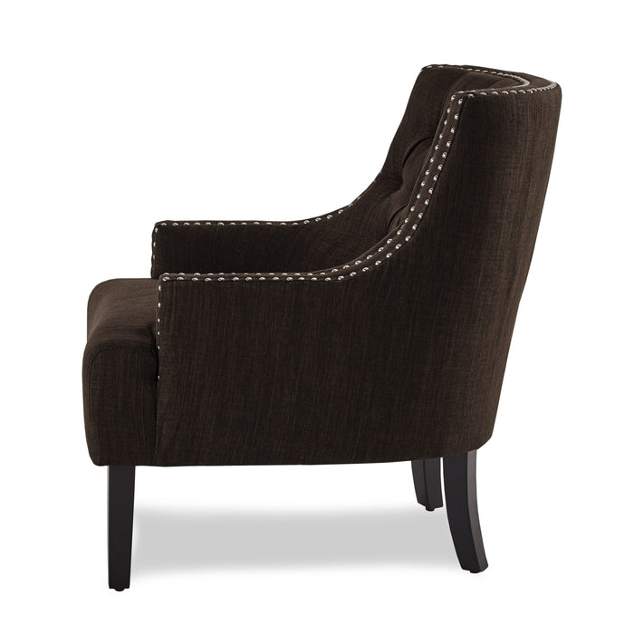 Chocolate Nailhead Accent Chair - Adams Furniture