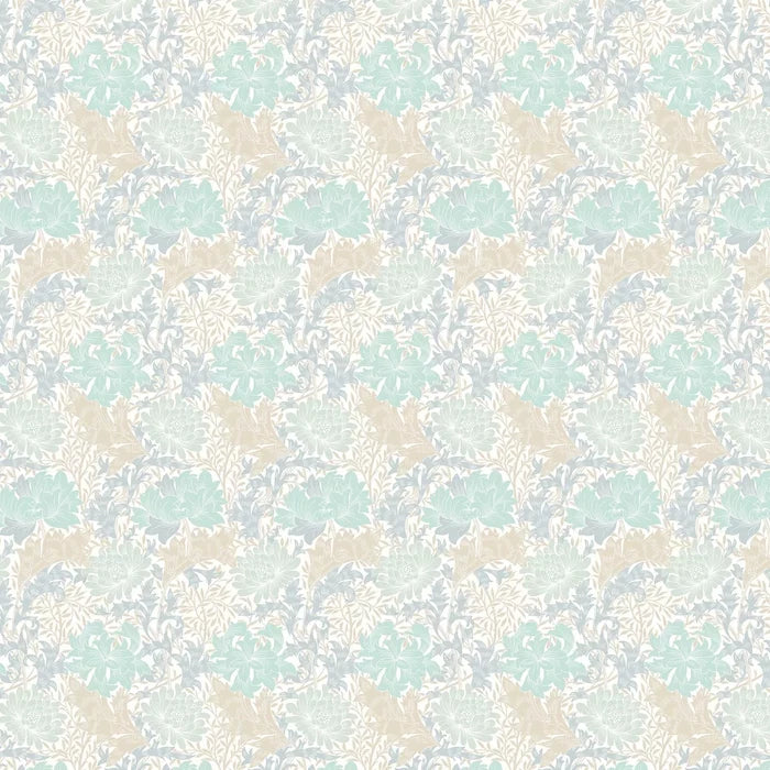 Chrysanthemum - Eden by Morris Wallpaper - Duck Egg Blue