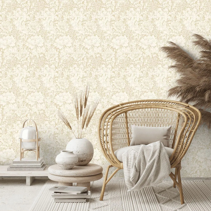 Chrysanthemum - Eden by Morris Wallpaper - Flax