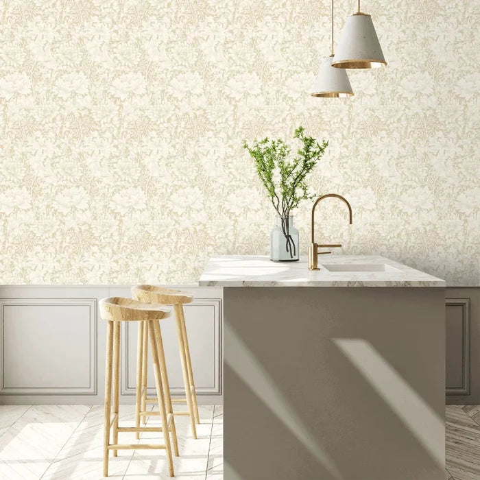 Chrysanthemum - Eden by Morris Wallpaper - Flax