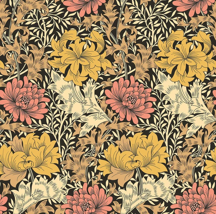 Chrysanthemum - Eden by Morris Wallpaper - Ginger