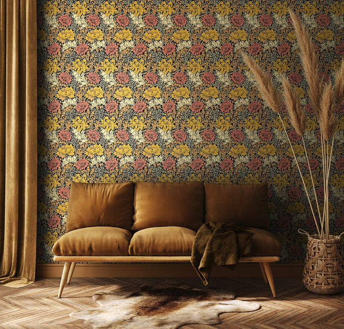 Chrysanthemum - Eden by Morris Wallpaper - Ginger