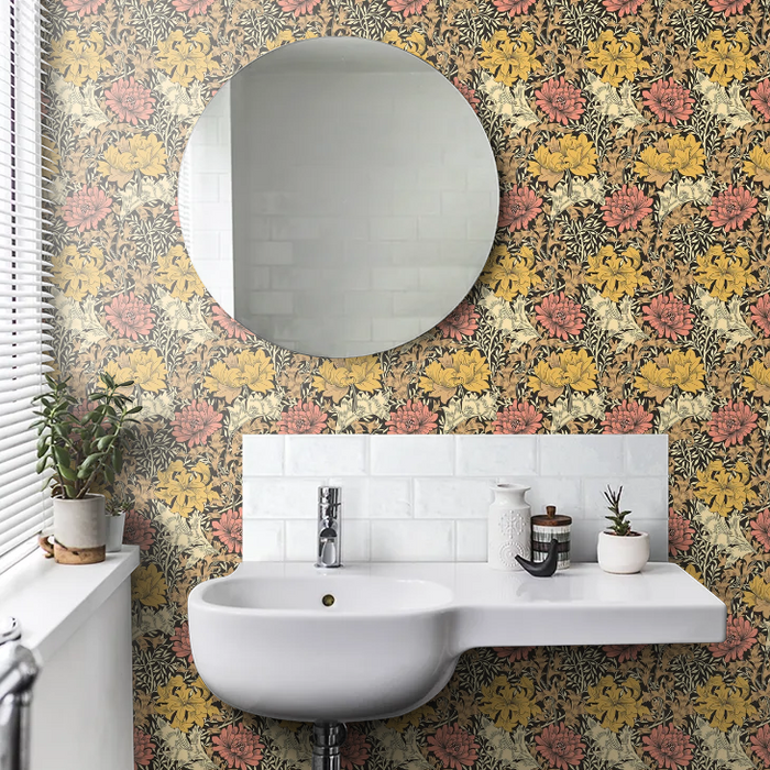 Chrysanthemum - Eden by Morris Wallpaper - Ginger