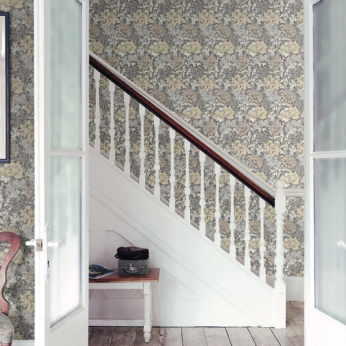 Chrysanthemum - Eden by Morris Wallpaper - Graphite Mix