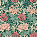 Chrysanthemum - Eden by Morris Wallpaper - Green/Pink