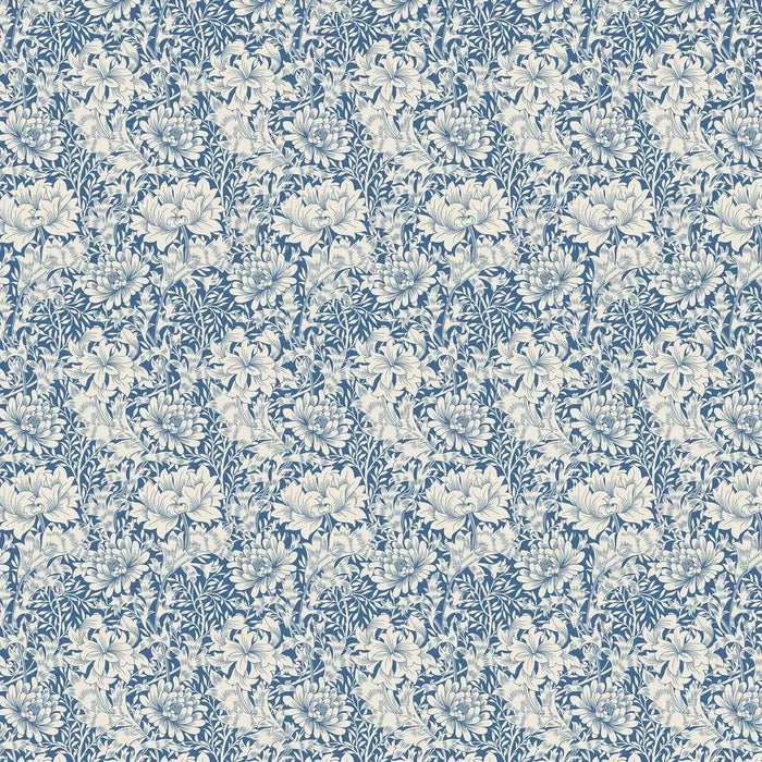 Chrysanthemum - Eden by Morris Wallpaper - Indigo Blue