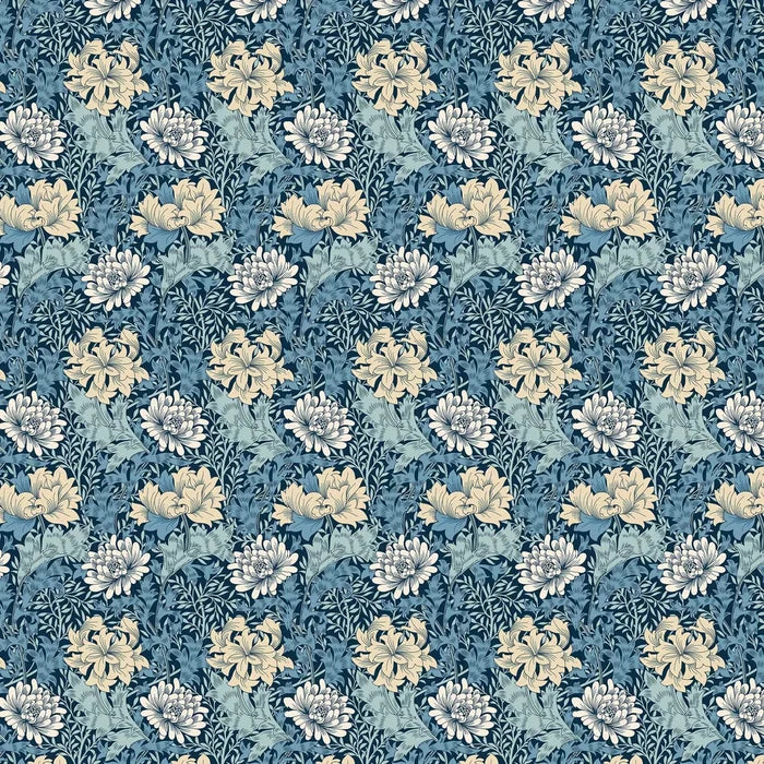 Chrysanthemum - Eden by Morris Wallpaper - Navy Mix