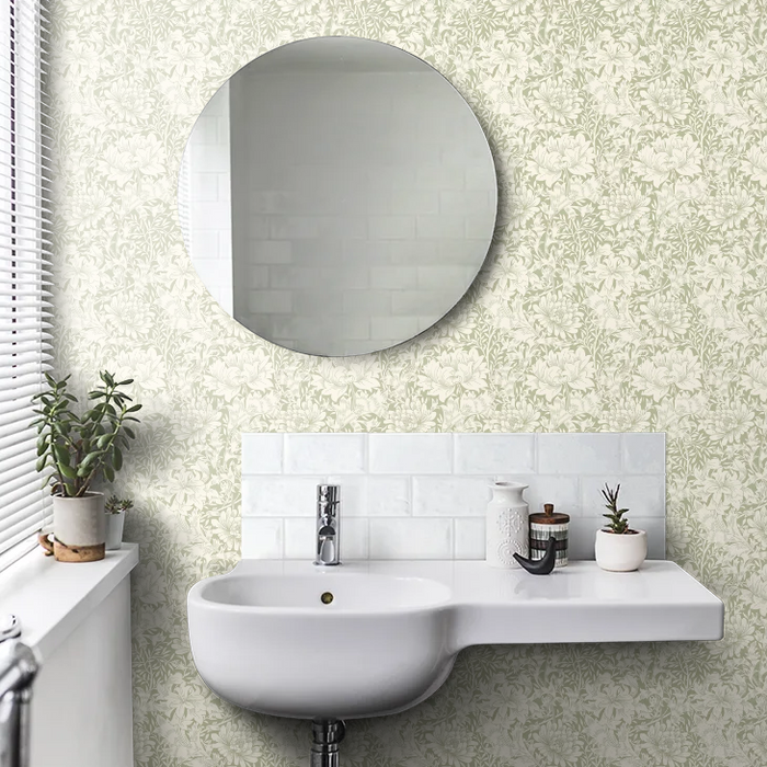 Chrysanthemum - Eden by Morris Wallpaper - Sage Green