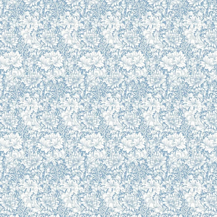 Chrysanthemum - Eden by Morris Wallpaper - Wedgewood Blue