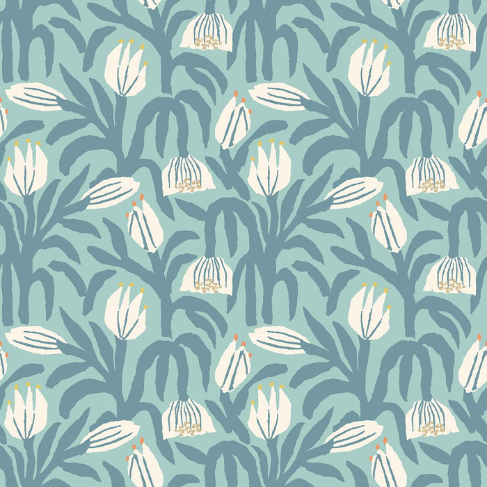 Chunky Flower Wallpaper - Denim