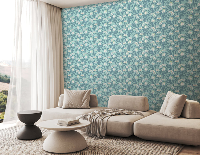 Chunky Flower Wallpaper - Denim