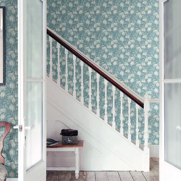 Chunky Flower Wallpaper - Denim