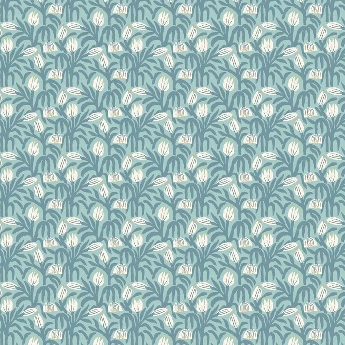 Chunky Flower Wallpaper - Denim