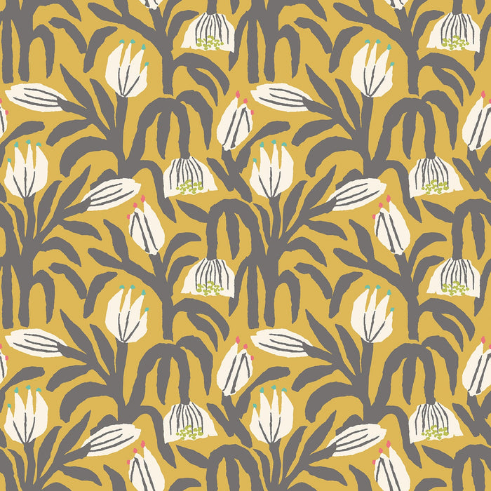 Chunky Flower Wallpaper - Mustard