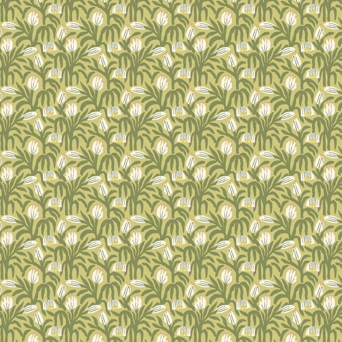 Chunky Flower Wallpaper - Olive Green