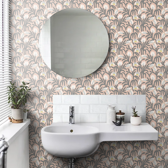 Chunky Flower Wallpaper - Powder Puff