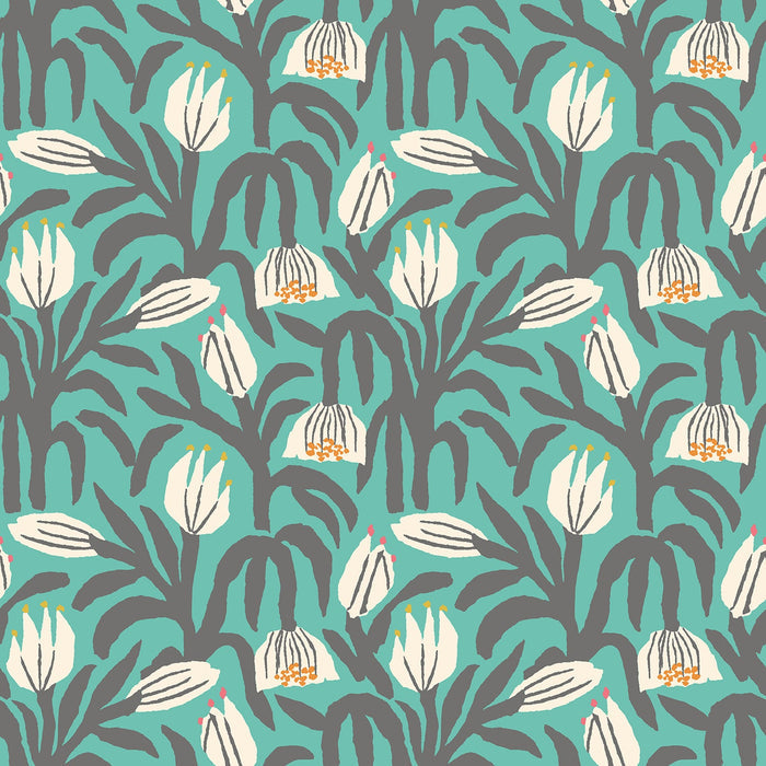 Chunky Flower Wallpaper - Teal Blue