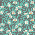 Chunky Flower Wallpaper - Teal Blue