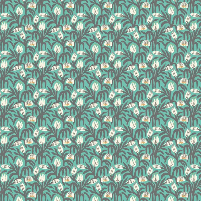 Chunky Flower Wallpaper - Teal Blue
