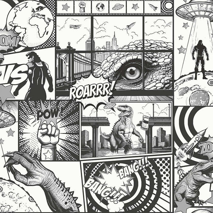 City Hero - Comic Wallpaper - Black & White