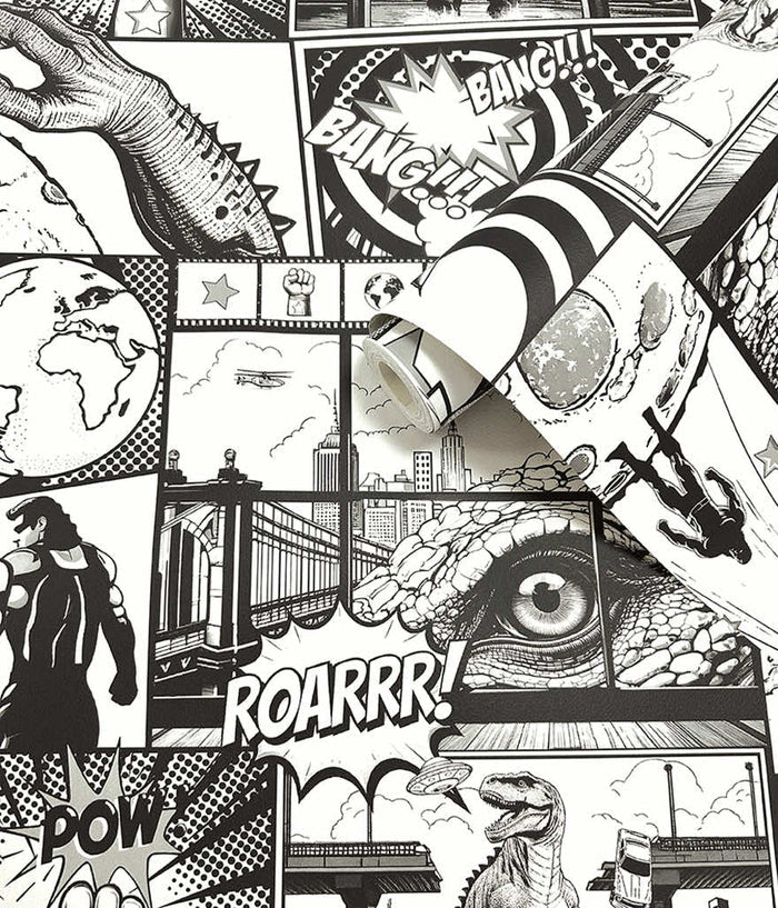City Hero - Comic Wallpaper - Black & White