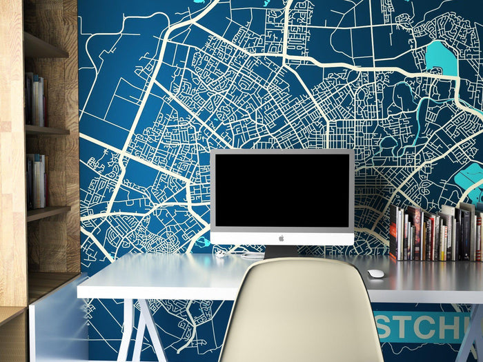 City Map Many Cities - Custom Sized Wallpaper Mural (per m2) - Christchurch