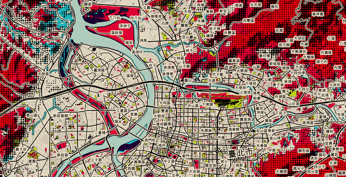 City Map Many Cities - Custom Sized Wallpaper Mural (per m2) - Taipei