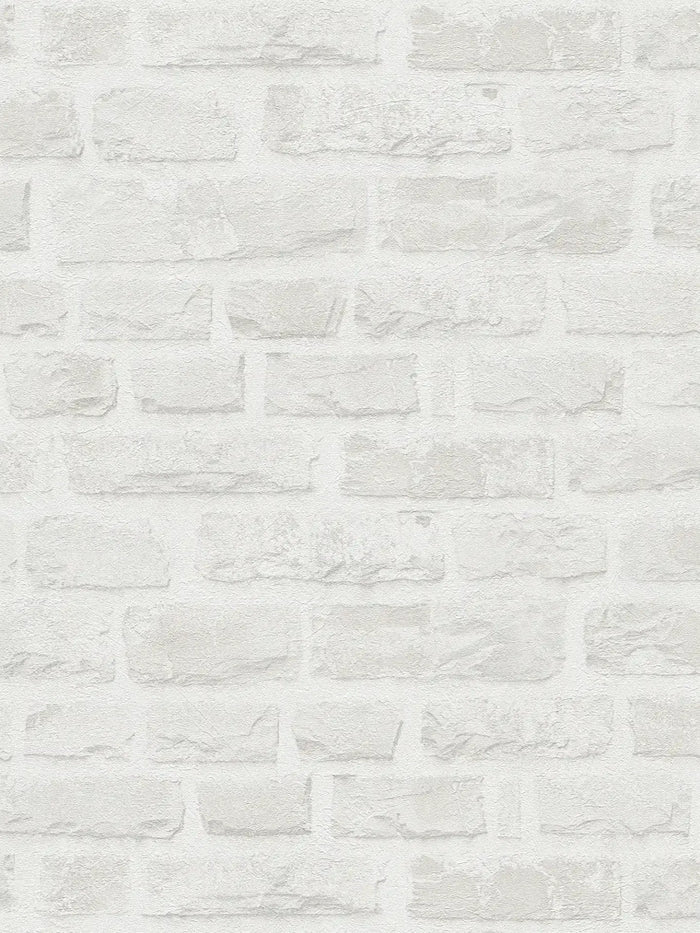 Classic Brickstone - Natural Wallpaper - White