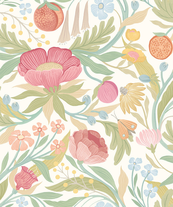 Clementine Wallpaper - Blossom & Sage