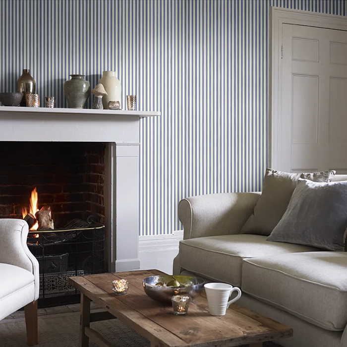 Closet Stripes Wallpaper - Indigo Blue/Off-White