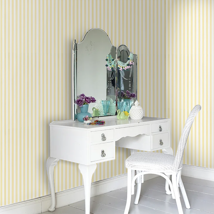 Closet Stripes Wallpaper - Pale Yellow/White