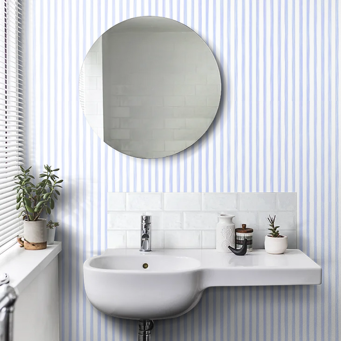 Closet Stripes Wallpaper - Sky Blue/Cream