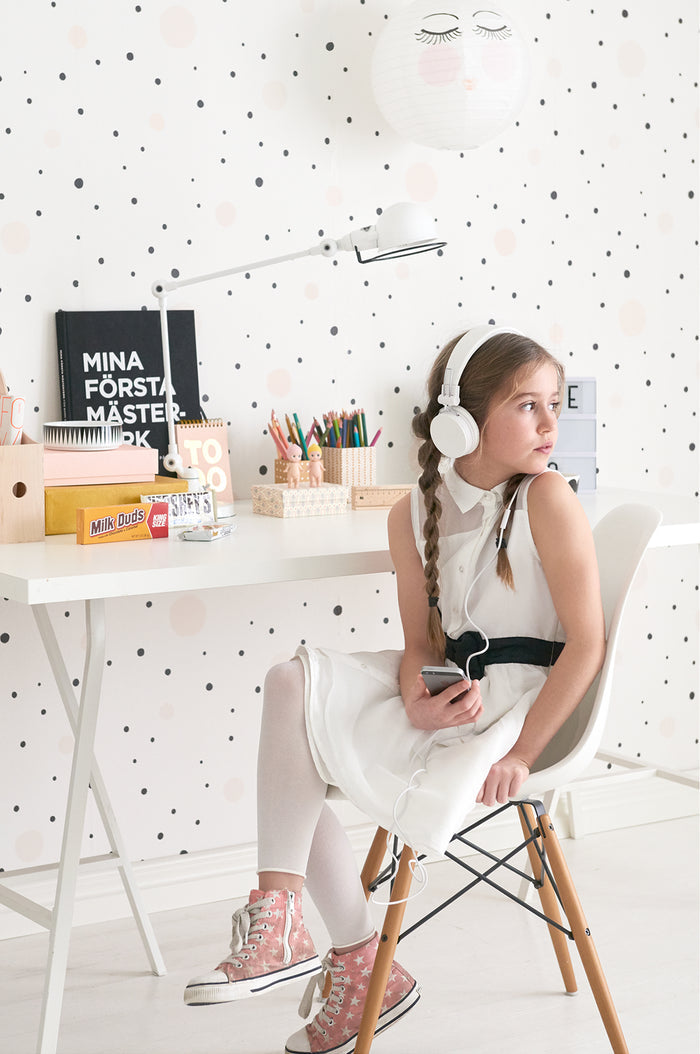 Confetti Wallpaper - Soft Black Dots