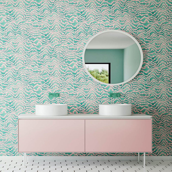 Contour Wallpaper - Ohpopsi - Bubblegum and Mint