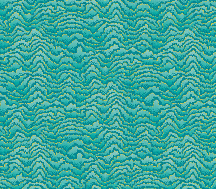 Contour Wallpaper - Ohpopsi - Turquoise & Lemon