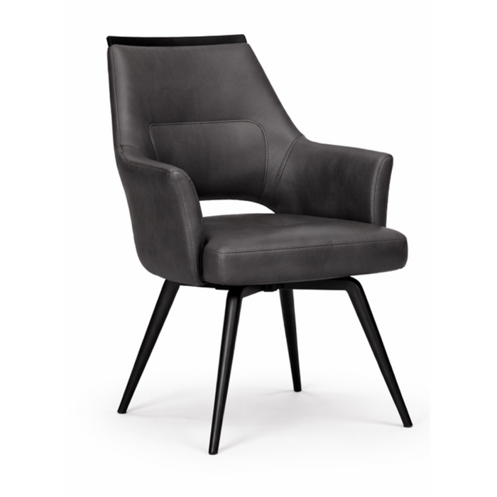 Cora Charcoal Swivel Dining Chair - Adams Furniture