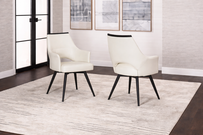 Cora White Swivel Dining Chair - Adams Furniture