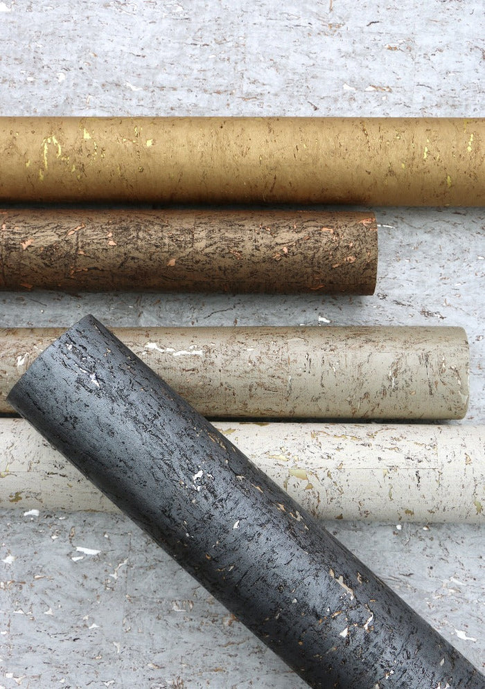 Cork Metallic Wallpaper - Cream/Gold