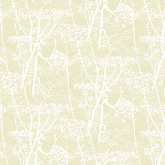 Cow Parsley Wallpaper - Straw on White