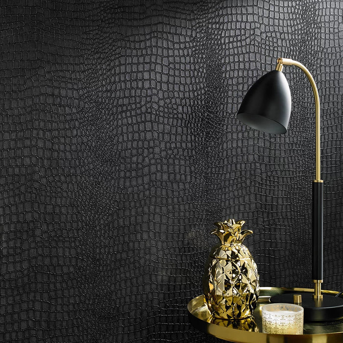 Crocodile Super Fresco Wallpapers - Black