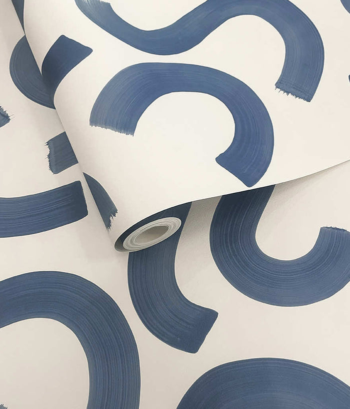 Curly Confetti Wallpaper - Navy