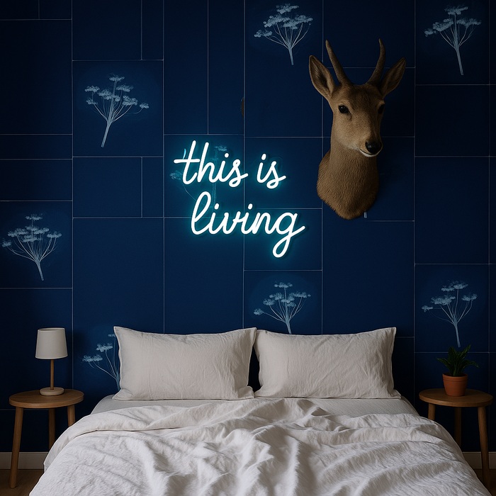 Cyanotype Floral - Prussian Blue - Custom Sized Wallpaper Mural (per m2)