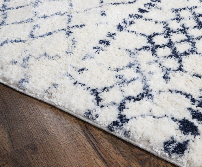 Daku White/Dark Blue Runner - Adams Furniture