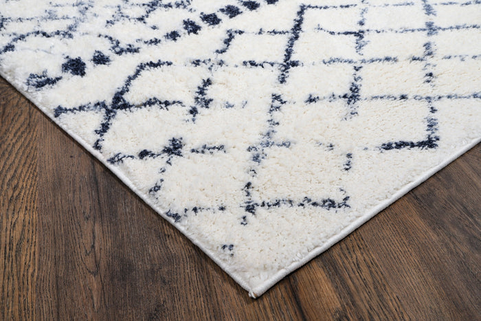 Daku White/Dark Blue Runner - Adams Furniture
