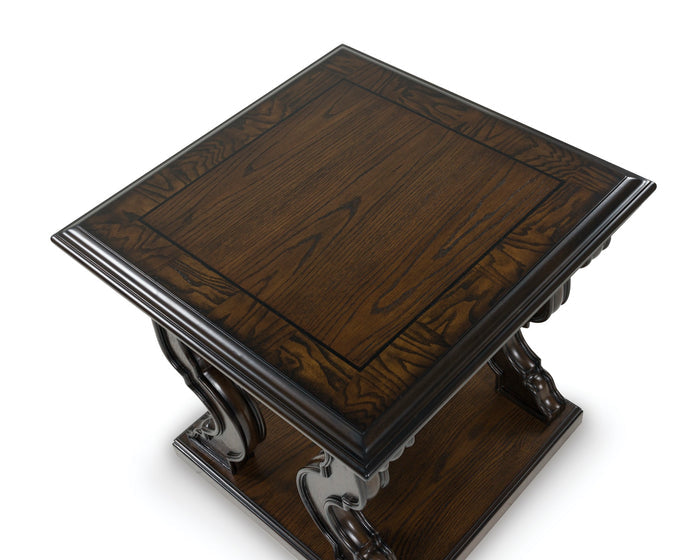 Dark Brown Square End Table - Adams Furniture