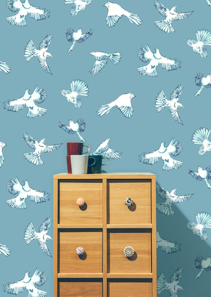 Dawn Chorus NZ Wallpaper - Blue