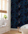 Deco Obsidian - Blue - Custom Sized Wallpaper Mural (per m2)